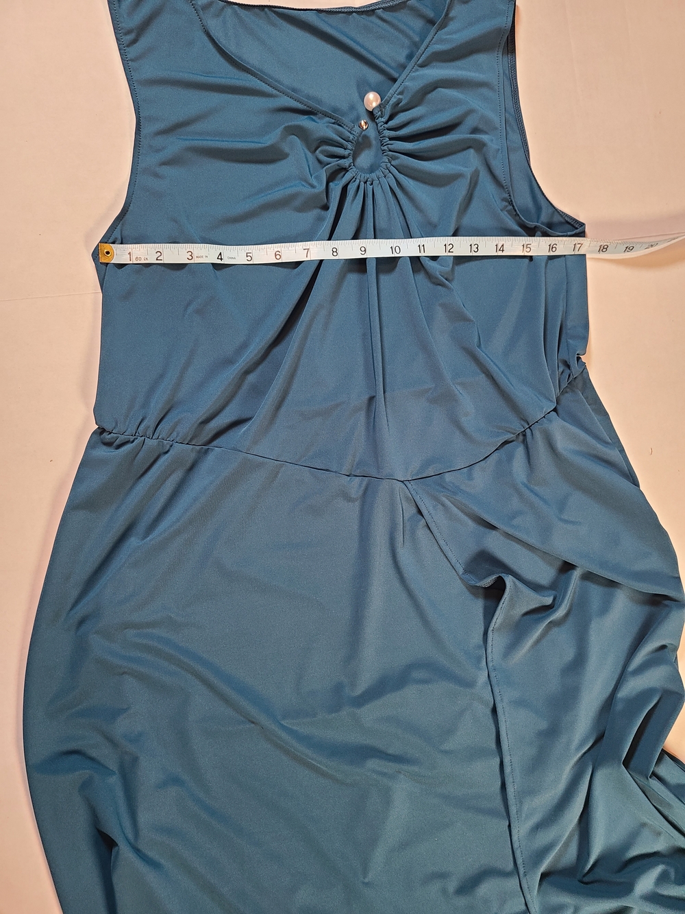 Women Sleeveless Teal Beach Swimsuit  Coverup Dress UPF 50 with Front Keyhole L - Picture 9 of 12